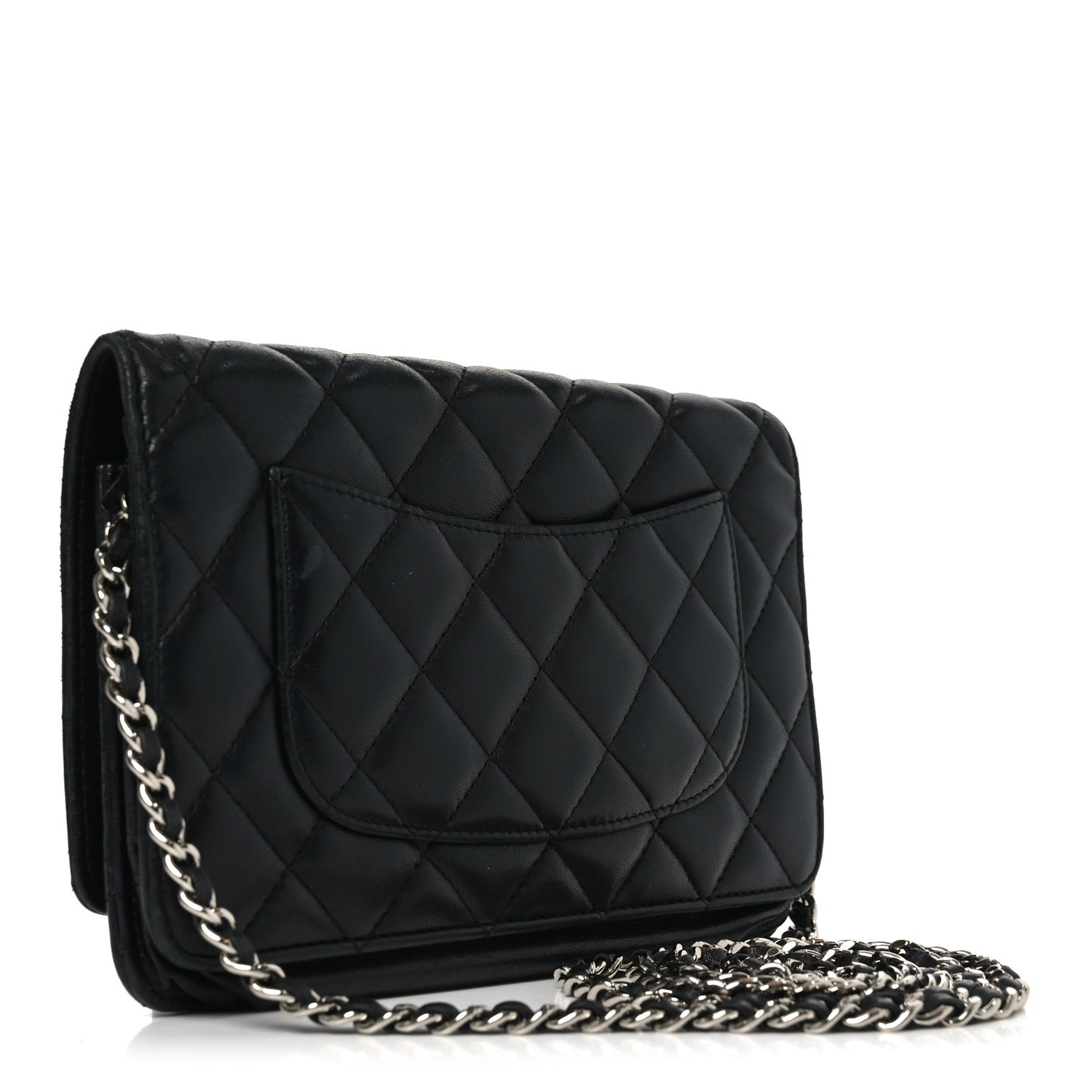 Chanel Lambskin Quilted Wallet On Chain WOC Black 3 of 12