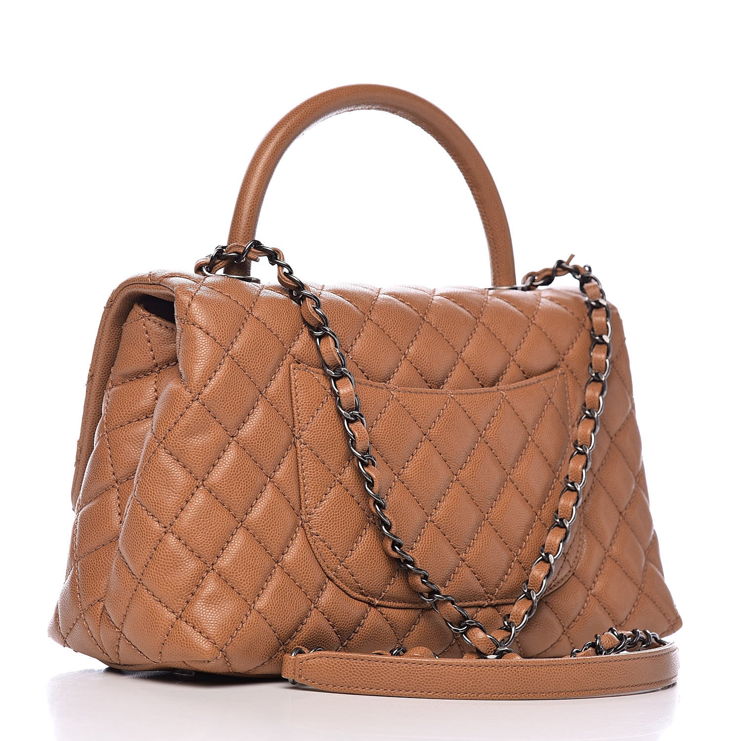 Chanel Caviar Quilted Small Coco Handle Flap Camel 3 of 13