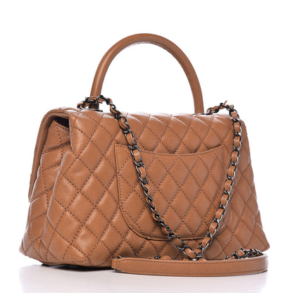 Chanel Caviar Quilted Small Coco Handle Flap Camel 3 of 13