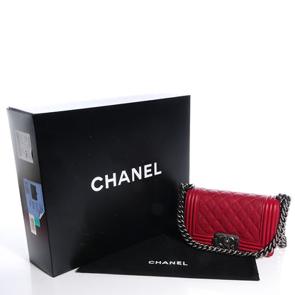Chanel Caviar Small Boy Flap Bag Dark Red 5 of 9