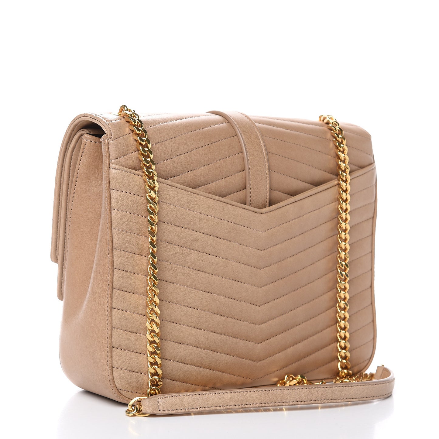 Lambskin Matelasse Chevron Monogram Medium Sulpice Bag Beige
