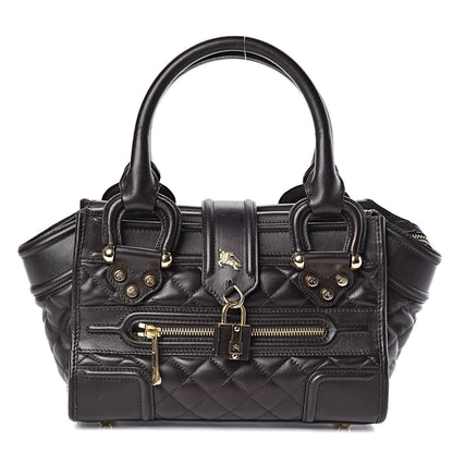 Burberry Calfskin Quilted Manor Tote Dark Brown 1 of 14