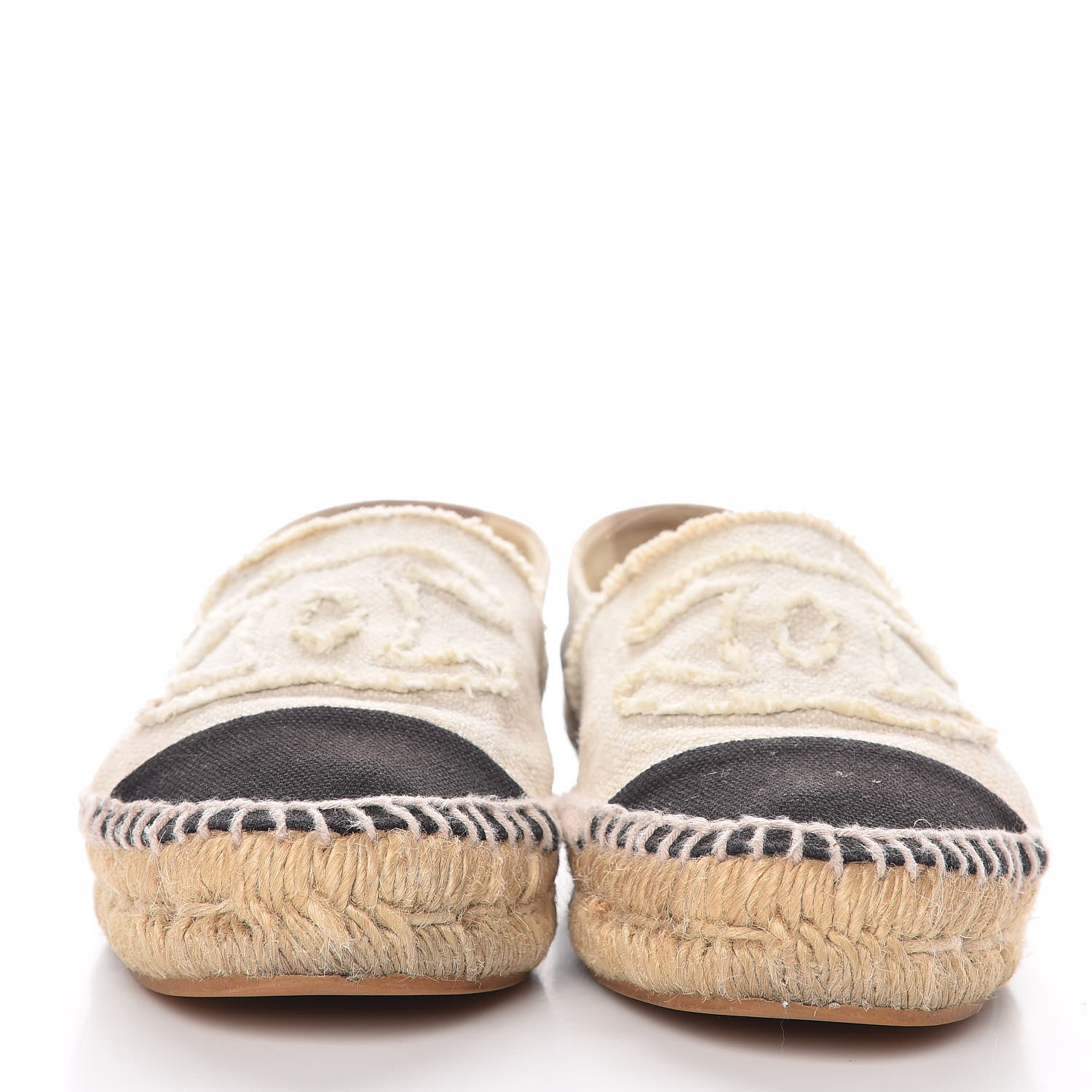 Chanel Toile CC Espadrilles 38 Beige Black 2 of 16