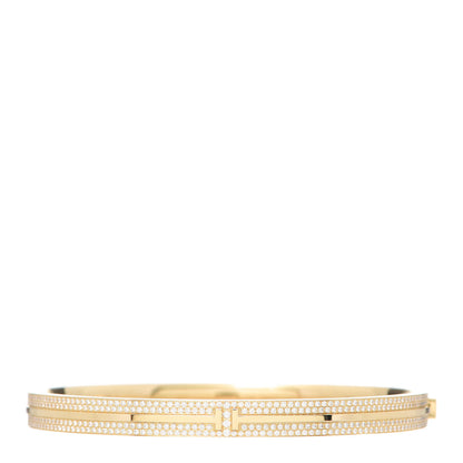 Tiffany 18K Yellow Gold Diamond T Hinged Pave Bracelet 1 of 5