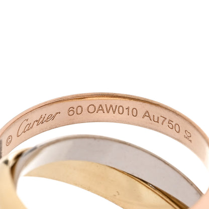Cartier 18K Pink Yellow White Gold Classic Trinity Ring 60 9 4 of 5