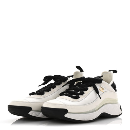 Chanel Velvet Calfskin Mixed Fibers CC Sneakers 39.5 Ivory Black 4 of 10