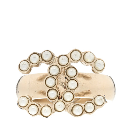 Chanel Pearl CC Ring 51 5.75 Gold White 1 of 7