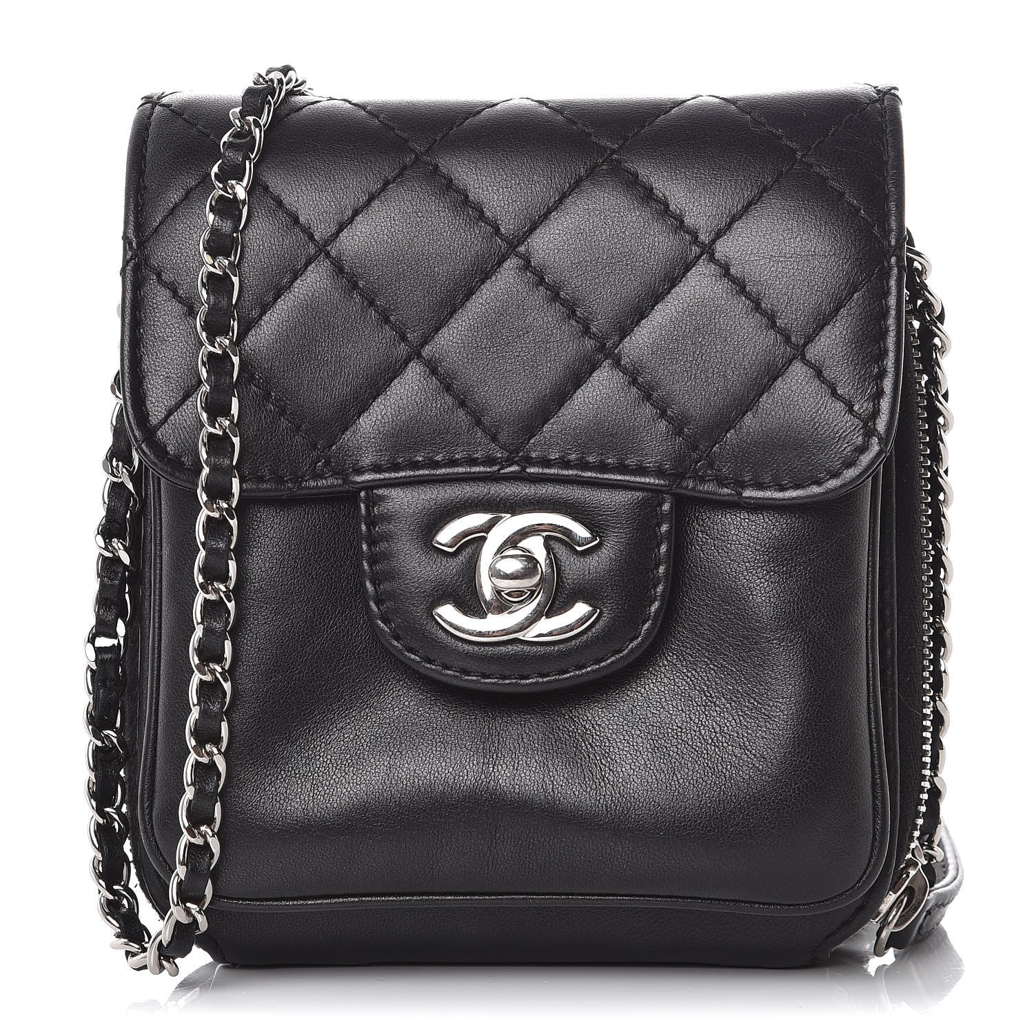 Chanel Lambskin Quilted Wallet On Chain Black 1 of 8
