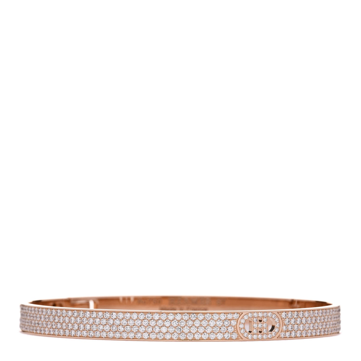 Hermes 18K Rose Gold Pave Diamond H D'Ancre Bracelet ST 1 of 4