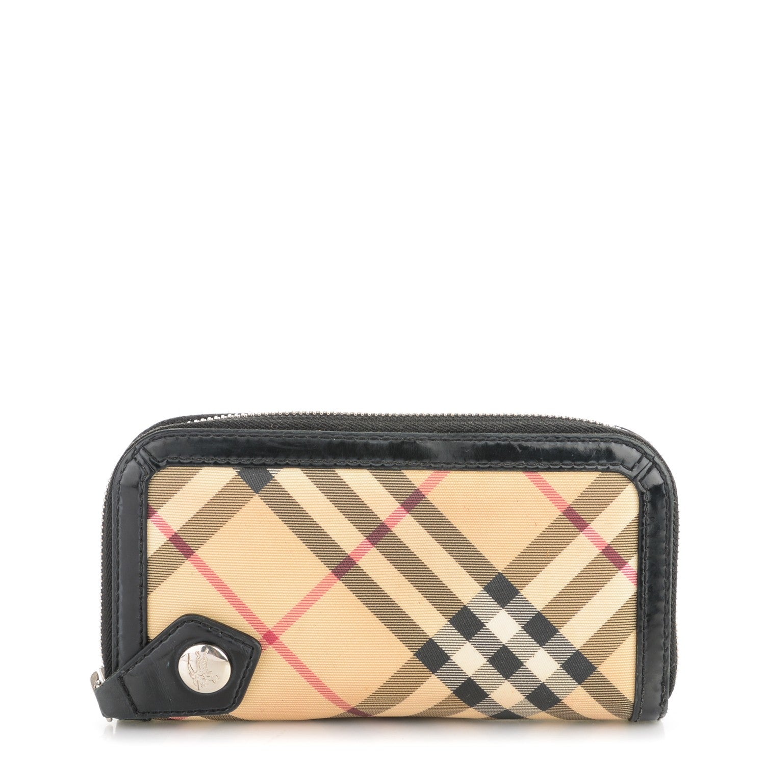 Burberry Supernova Check Large Zip Around Wallet Black 1 of 8