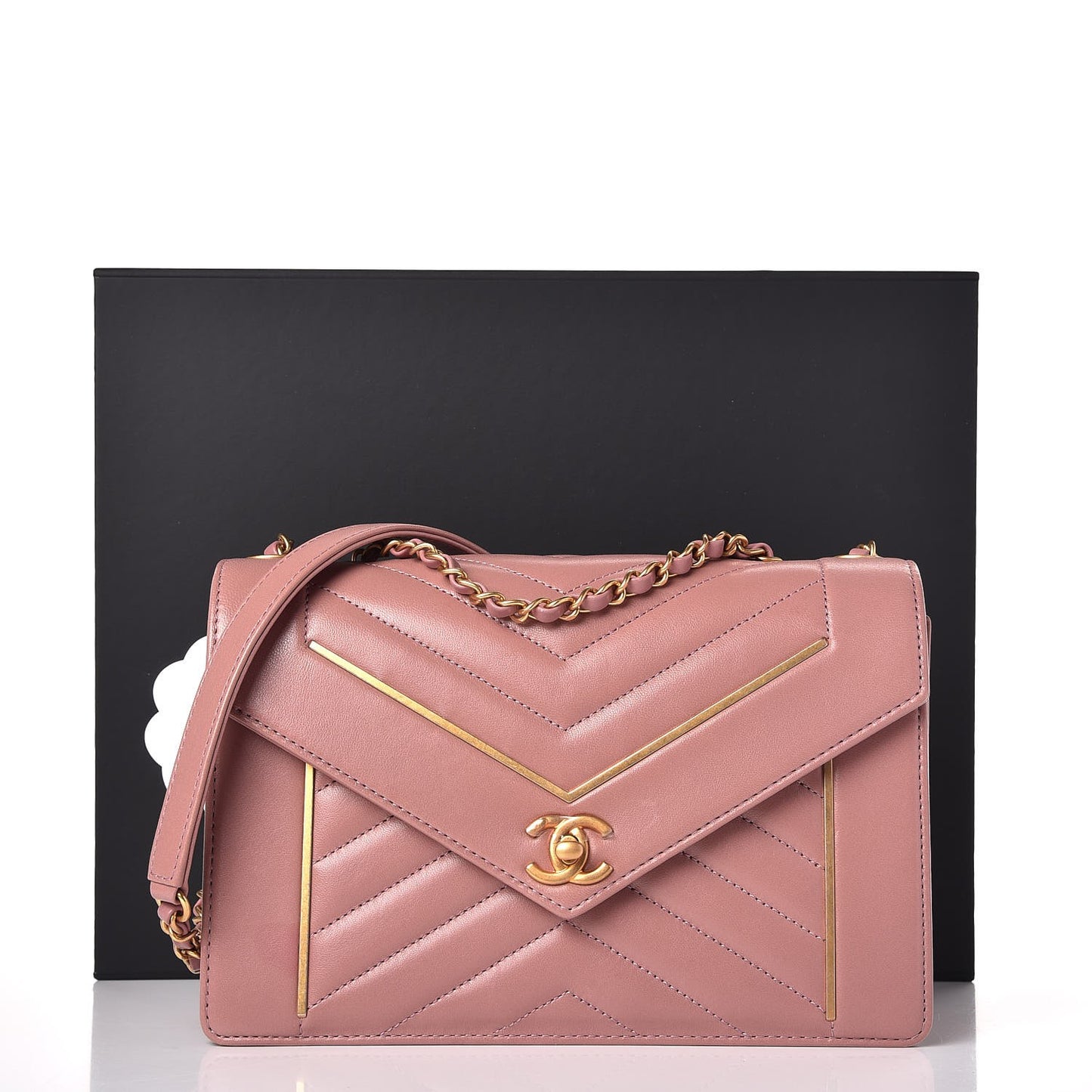 Lambskin Chevron Quilted Flap Beige