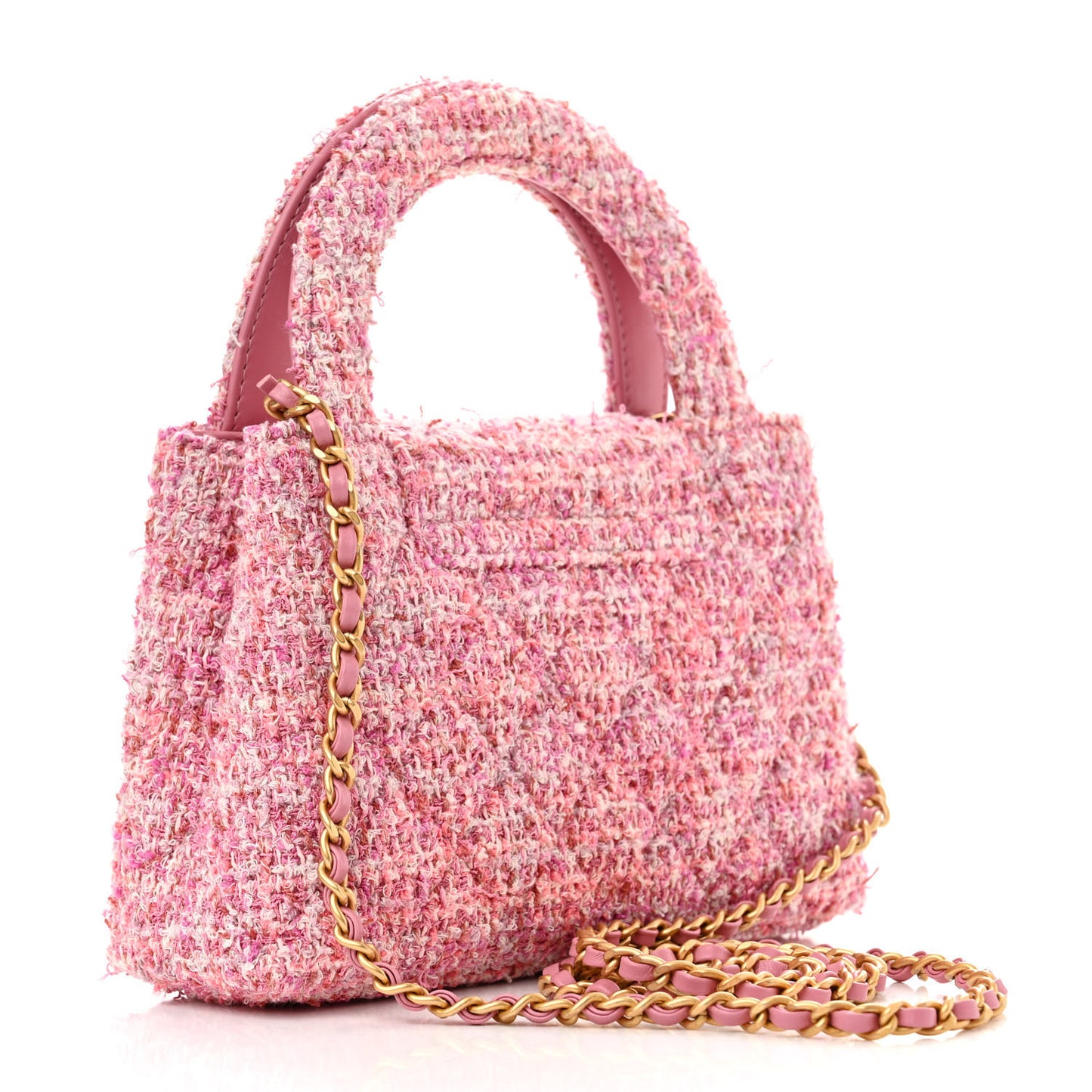 Tweed Quilted Nano Kelly Shopper Pink
