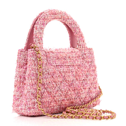 Chanel Tweed Quilted Nano Kelly Shopper Pink 3 of 13