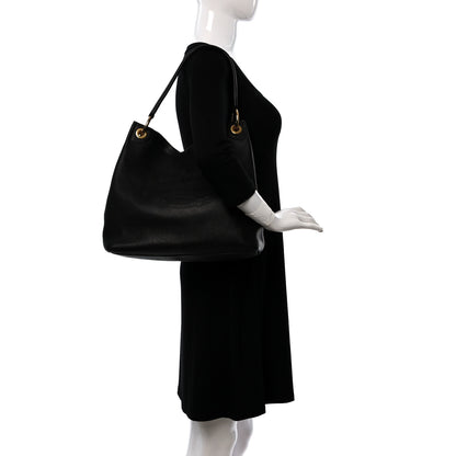 Prada Vitello Phenix Embossed Logo Hobo Black 2 of 9