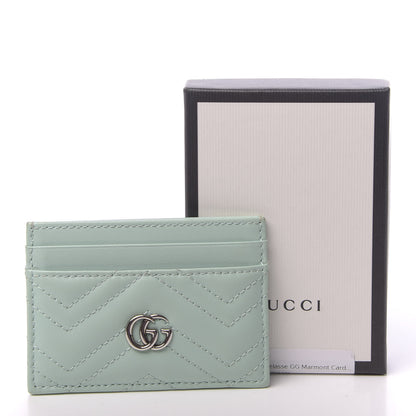Gucci Calfskin Matelasse GG Marmont Card Holder Water Green 7 of 7