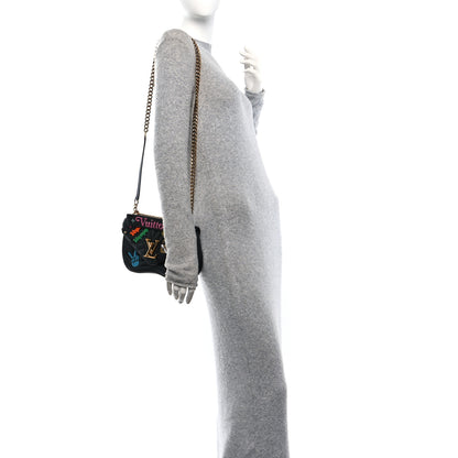 Louis Vuitton Calfskin Embroidered New Wave Chain MM Black 2 of 14