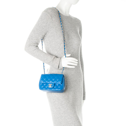 Chanel Lambskin Quilted Mini Square Flap Blue 2 of 7