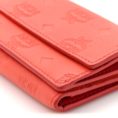MCM Calfskin Ottomar Monogram Tri-Fold Wallet Hot Coral 9 of 11