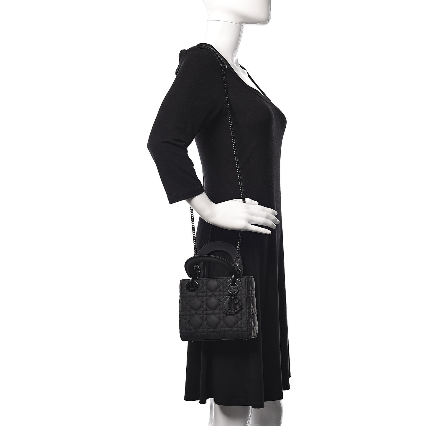 Ultra Matte Calfskin Cannage Mini Lady Dior Black