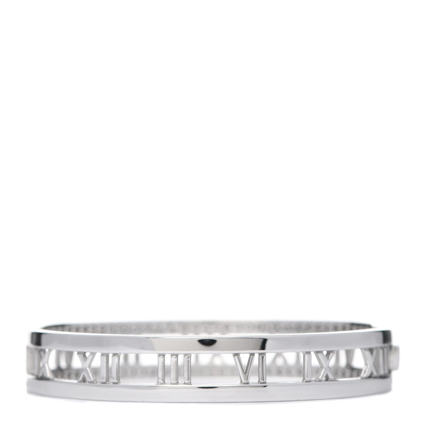 18K White Gold Diamond Atlas Open Hinged Bangle Bracelet