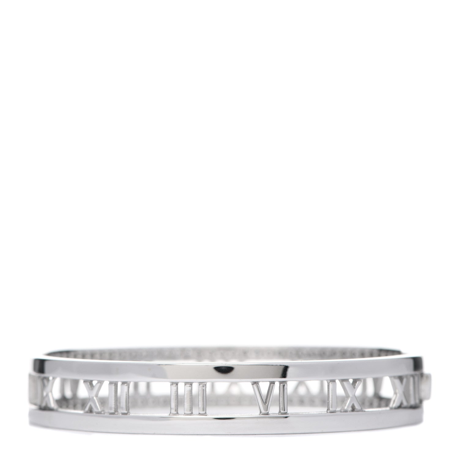 Tiffany 18K White Gold Diamond Atlas Open Hinged Bangle Bracelet 3 of 5