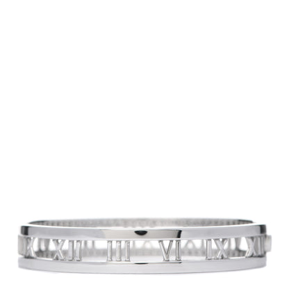 Tiffany 18K White Gold Diamond Atlas Open Hinged Bangle Bracelet 3 of 5
