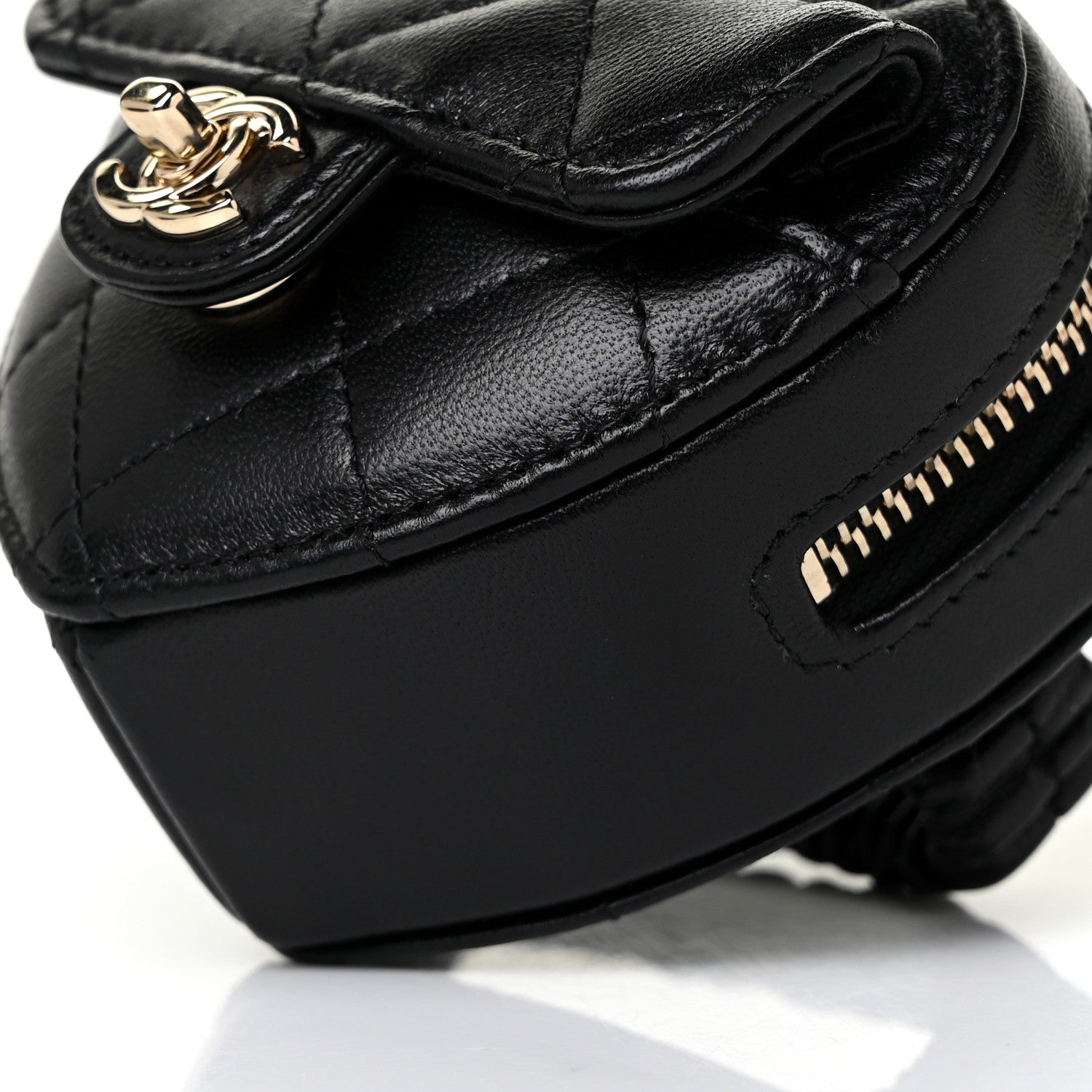 Chanel Lambskin Quilted CC In Love Heart Zipped Arm Coin Purse Black 8 of 9