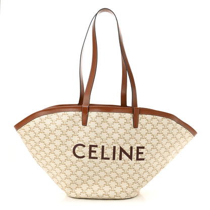 Celine Calfskin Canvas Triomphe Large Couffin White 1 of 10