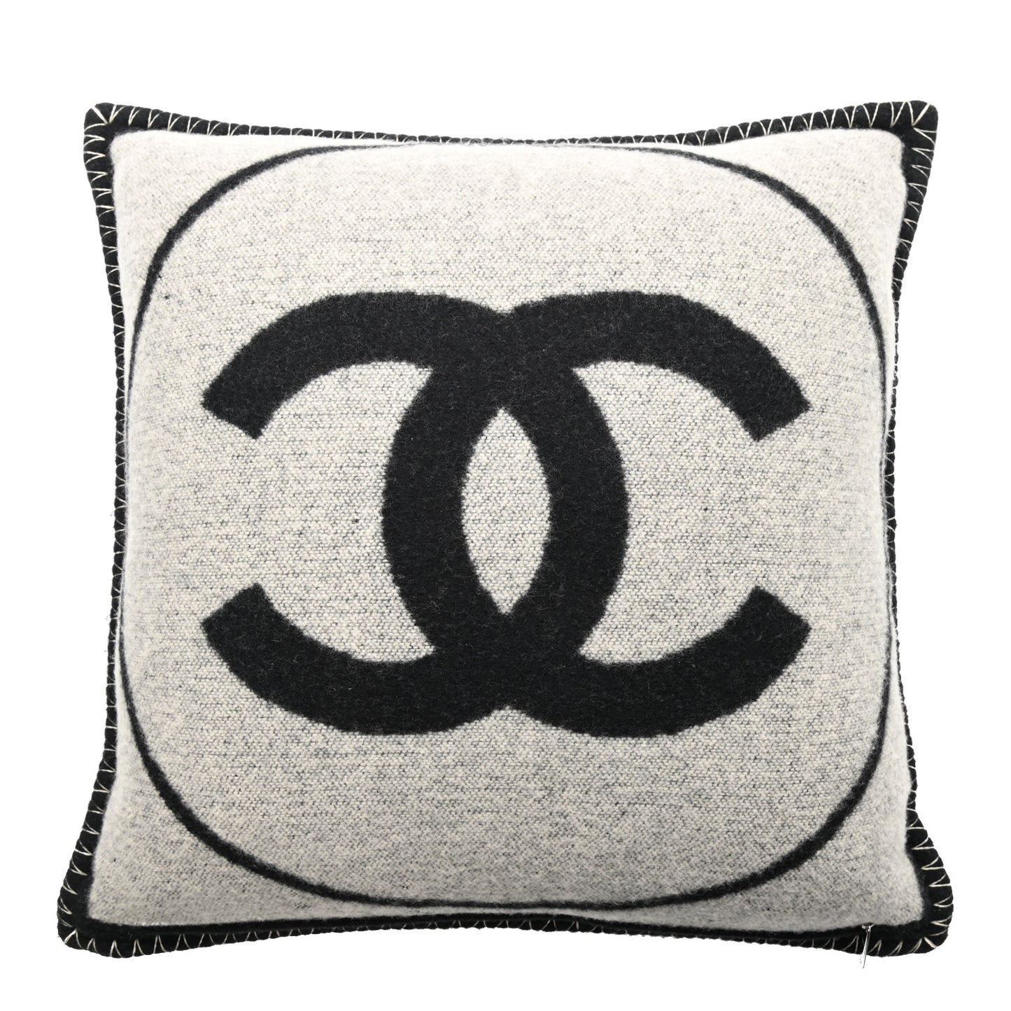 Merino Wool Cashmere CC Pillow Black Beige