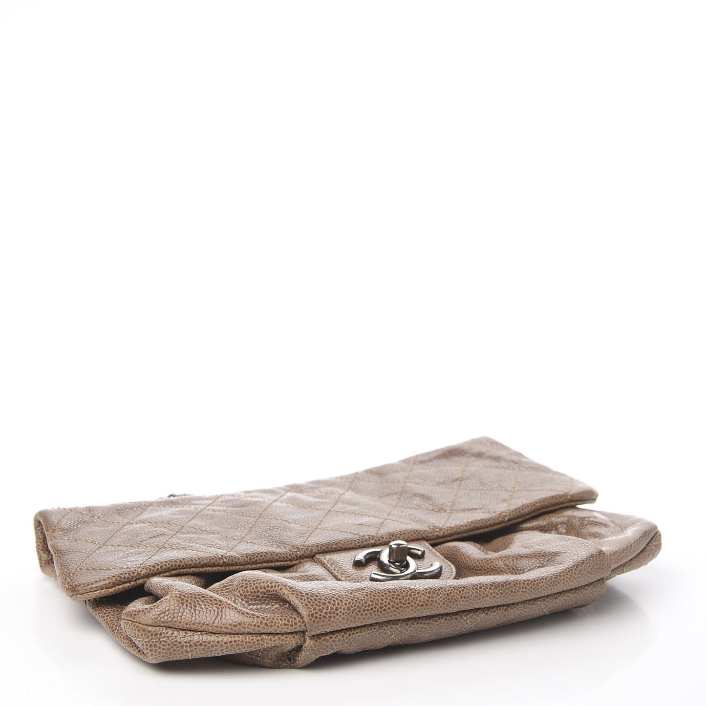 Grained Calfskin Quilted Medium Elastic Flap Taupe