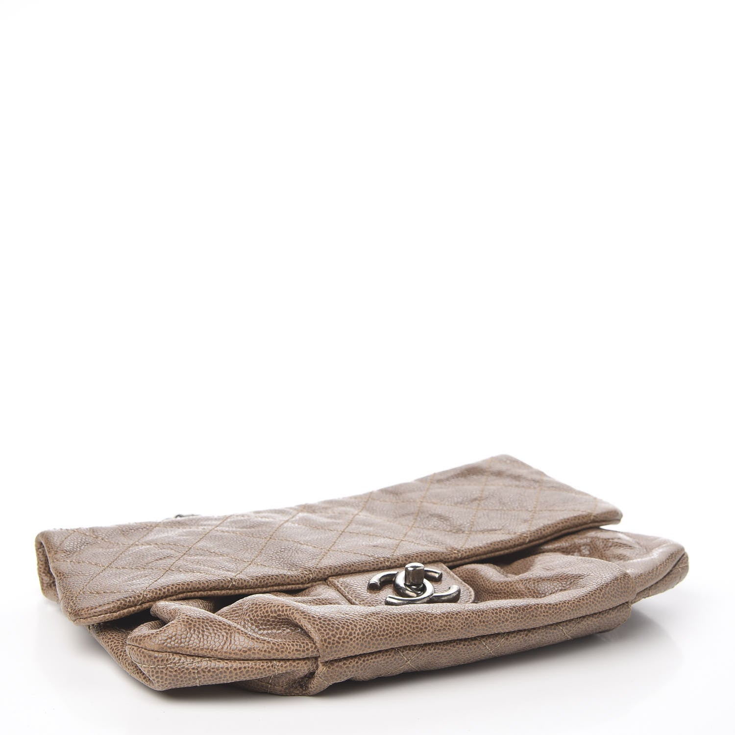 Chanel Grained Calfskin Quilted Medium Elastic Flap Taupe 3 of 9