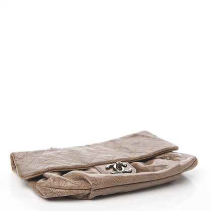 Chanel Grained Calfskin Quilted Medium Elastic Flap Taupe 3 of 9