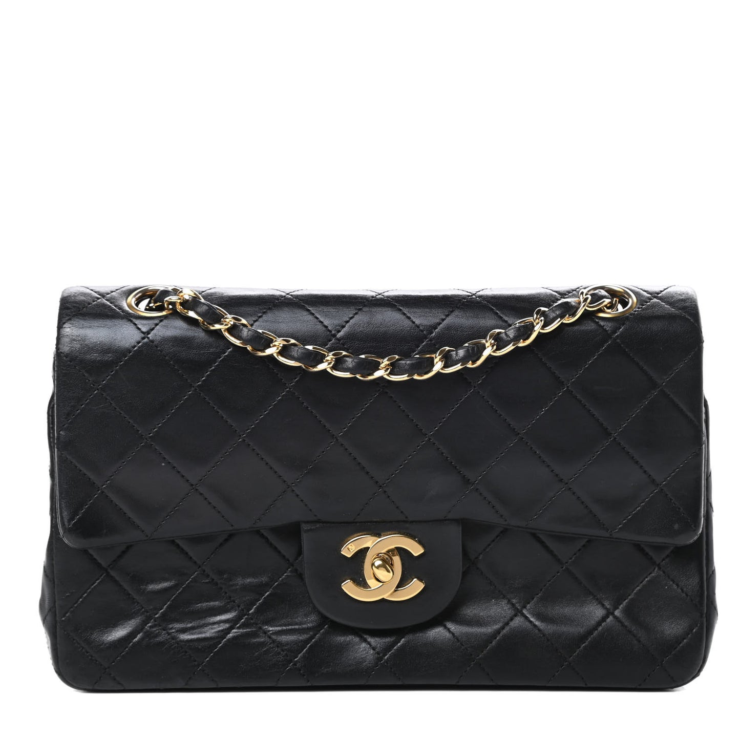 Lambskin Quilted Small Double Flap Black