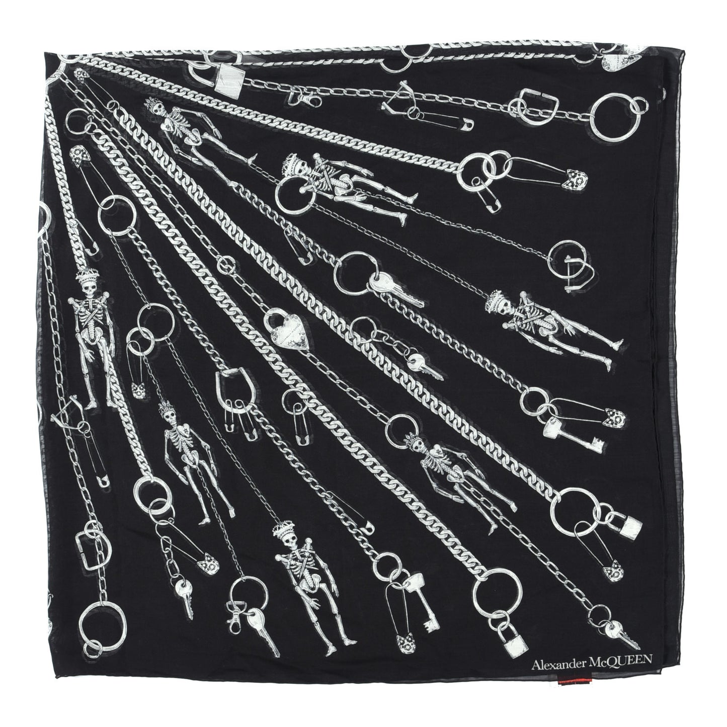 Modal Wool Chain Burst Scarf Black Ivory