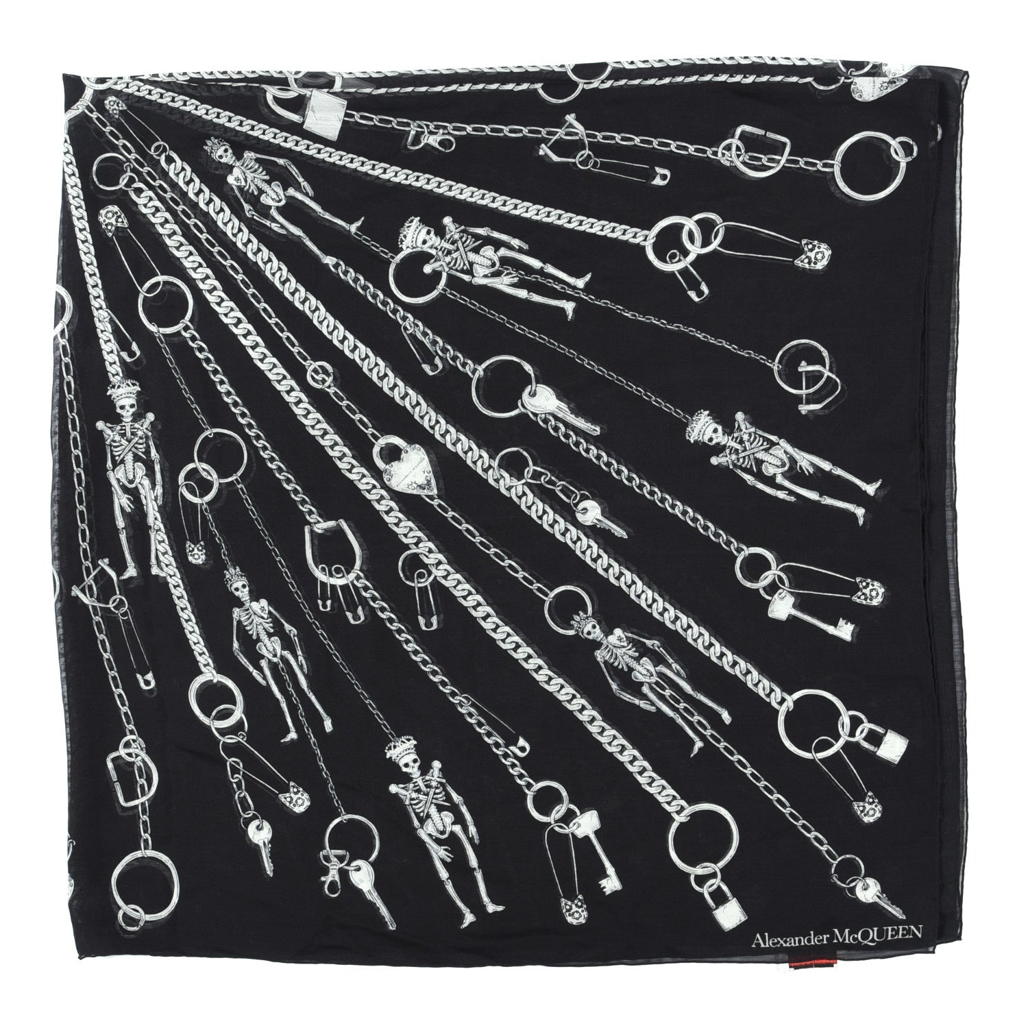 Alexander McQueen Modal Wool Chain Burst Scarf Black Ivory 2 of 4