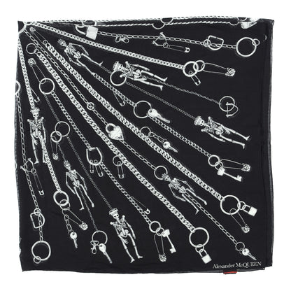 Alexander McQueen Modal Wool Chain Burst Scarf Black Ivory 2 of 4