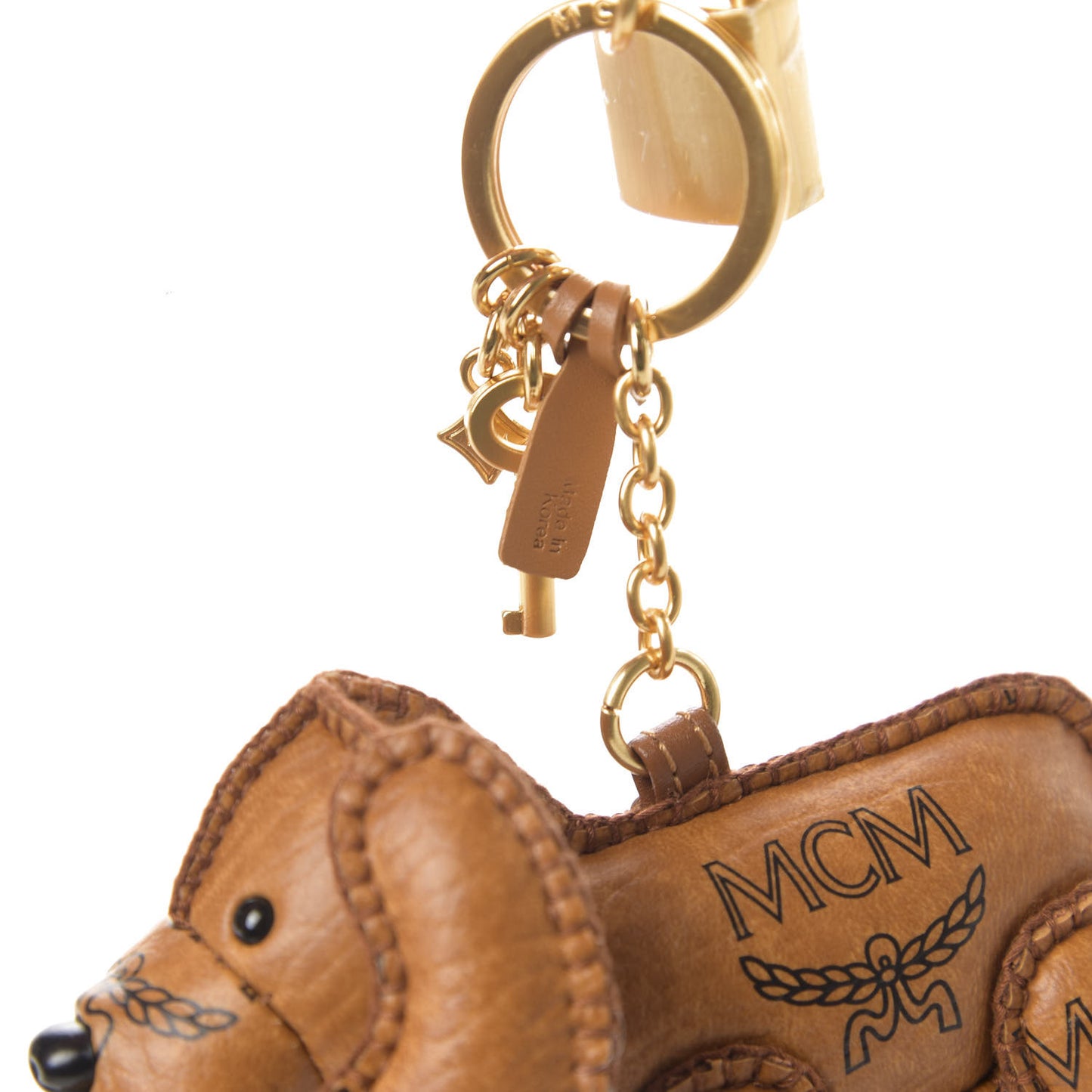 Visetos Dog Key Ring Bag Charm Cognac
