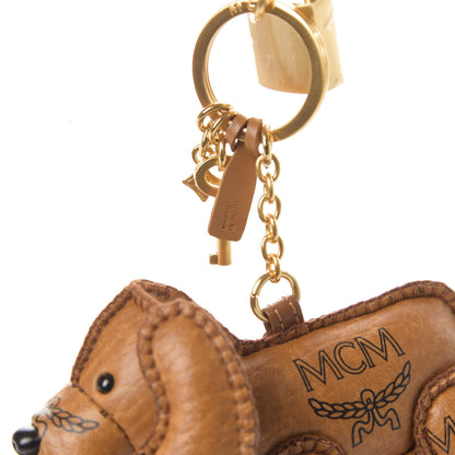 MCM Visetos Dog Key Ring Bag Charm Cognac 5 of 6