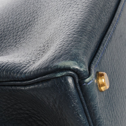 Hermes Taurillon Clemence Kelly 40 w/ Pelican Cadena Lock Bleu Marine 14 of 39