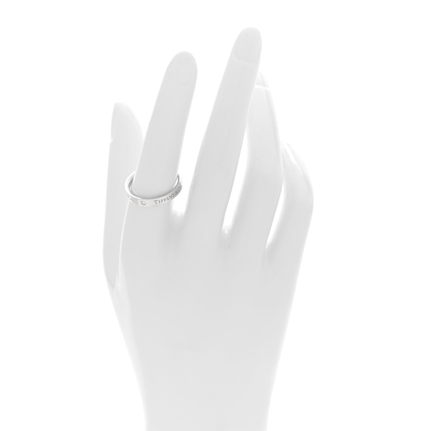 Platinum Diamond Logo Band Ring 56 7.5