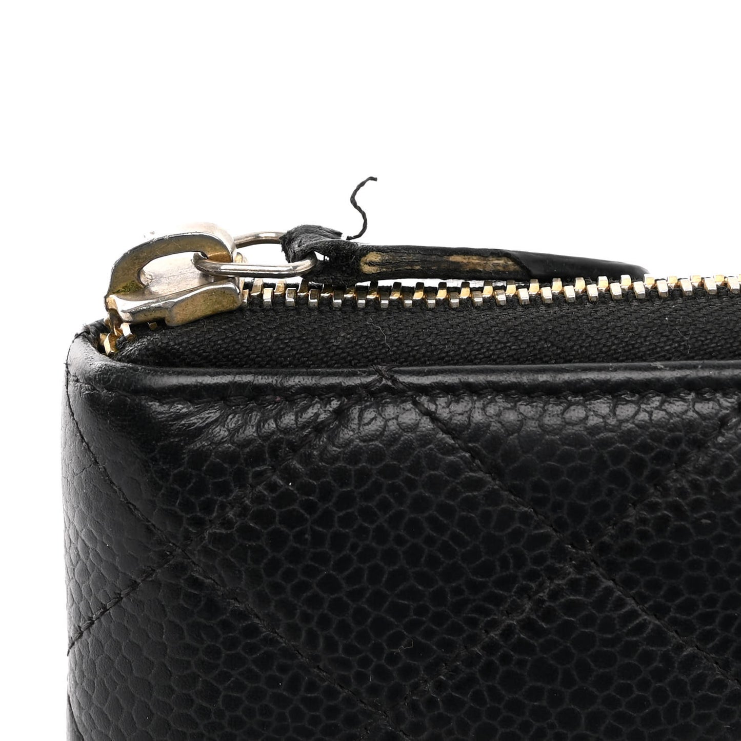 Caviar Quilted Large Gusset Zip Around Wallet Black
