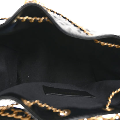 Chanel Shiny Crumpled Calfskin Quilted Medium Chanel 25 Handbag  Black 5 of 11