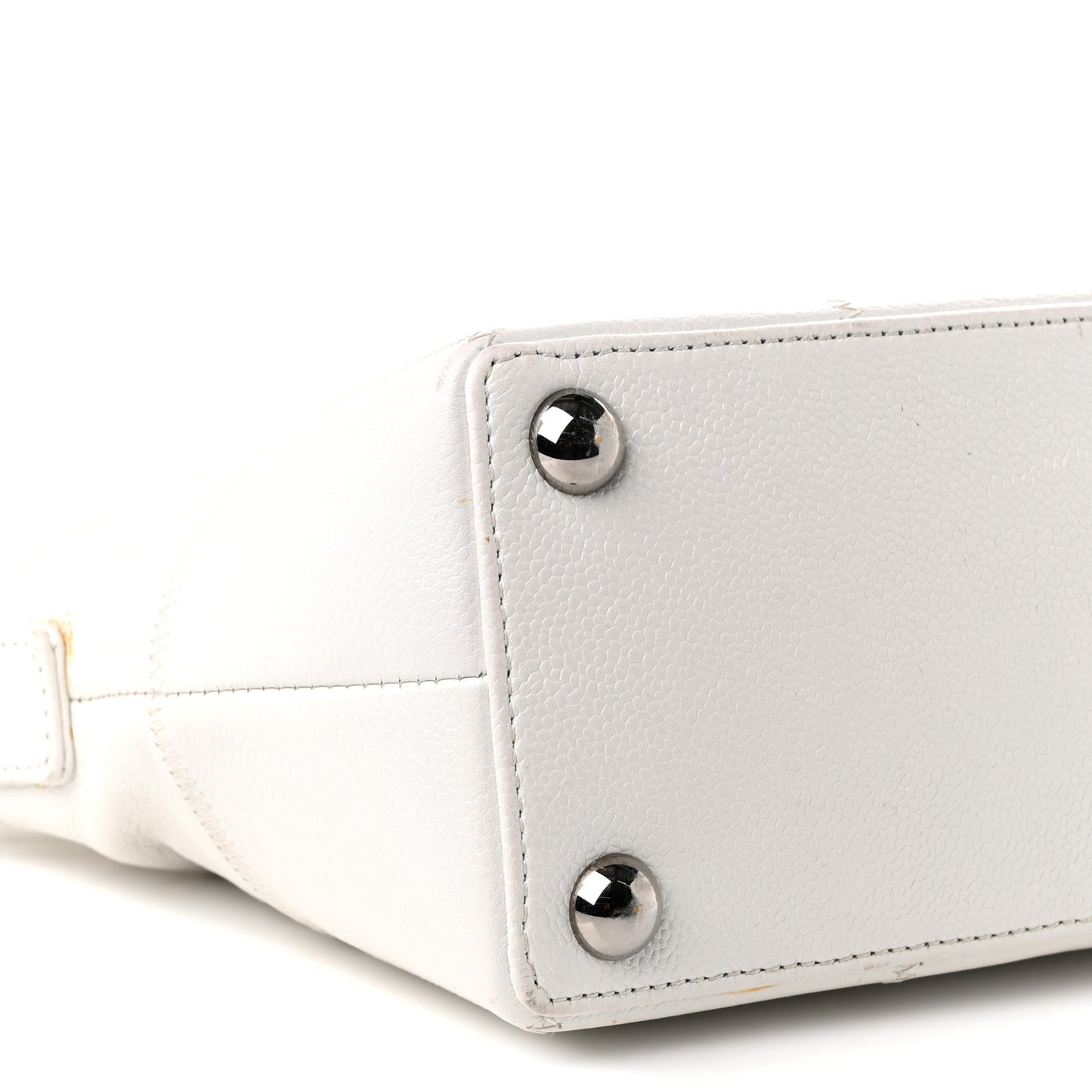 Caviar Square Stitched Bag White