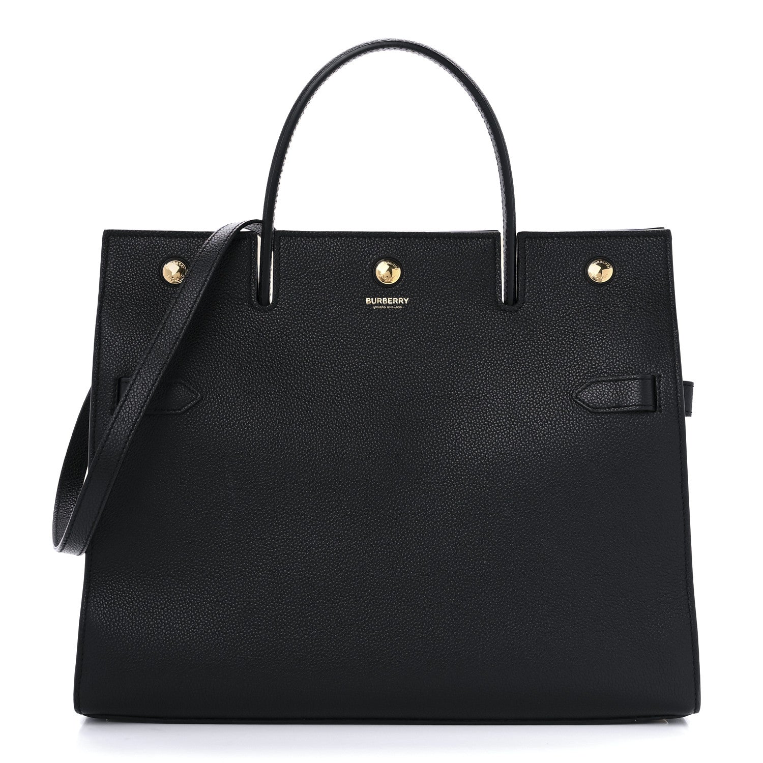 Burberry Grainy Calfskin Medium Title Bag Black 1 of 10