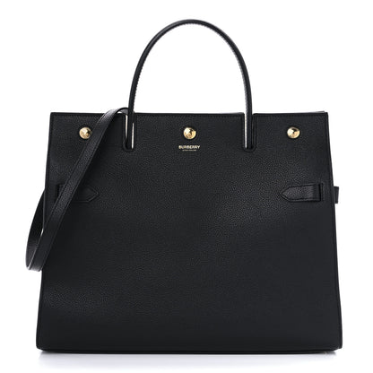 Burberry Grainy Calfskin Medium Title Bag Black 1 of 10
