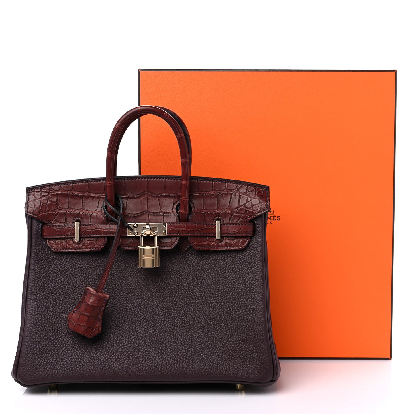 Togo Matte Alligator Birkin Touch 25 Rouge Sellier Bourgogne
