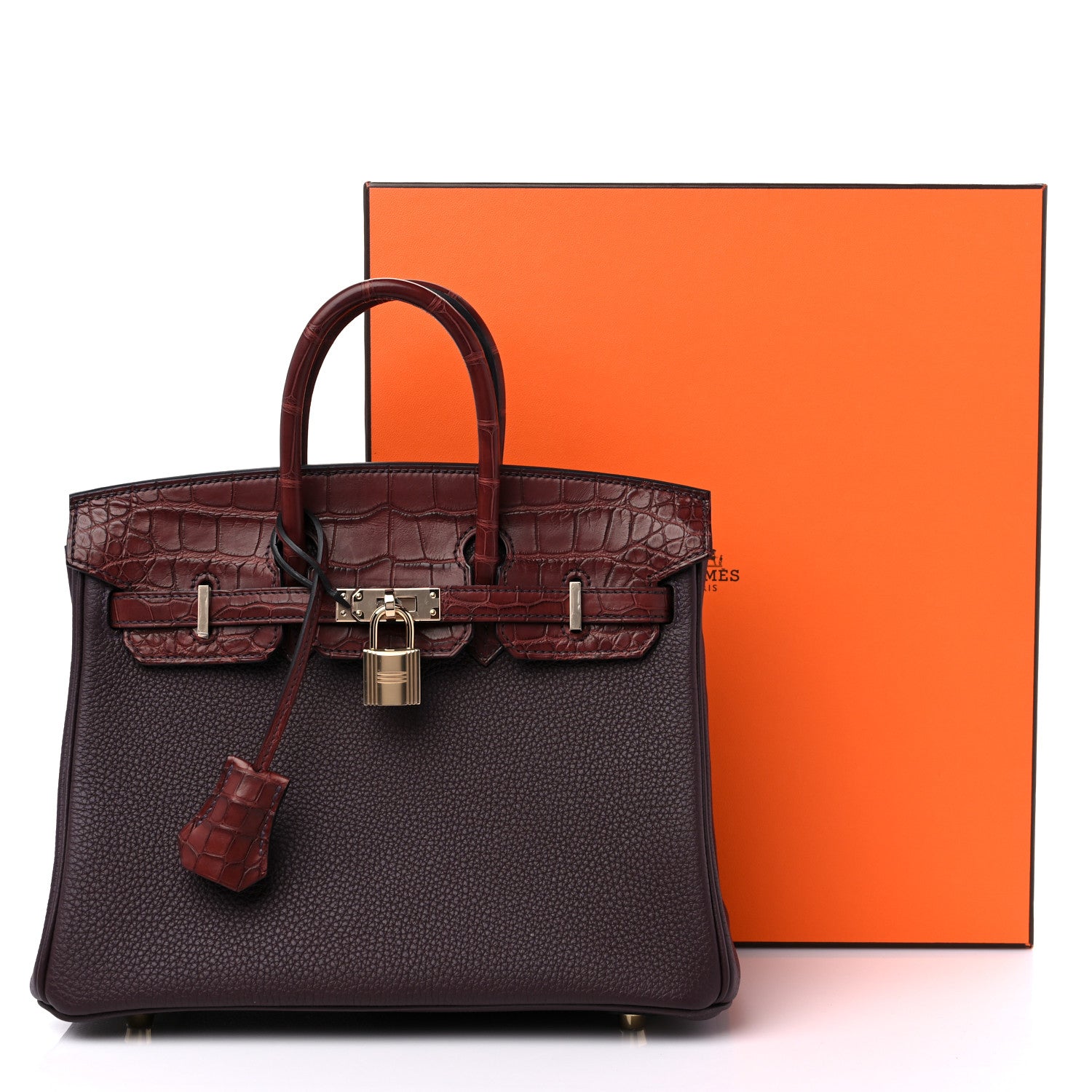 Hermes Togo Matte Alligator Birkin Touch 25 Rouge Sellier Bourgogne 10 of 10