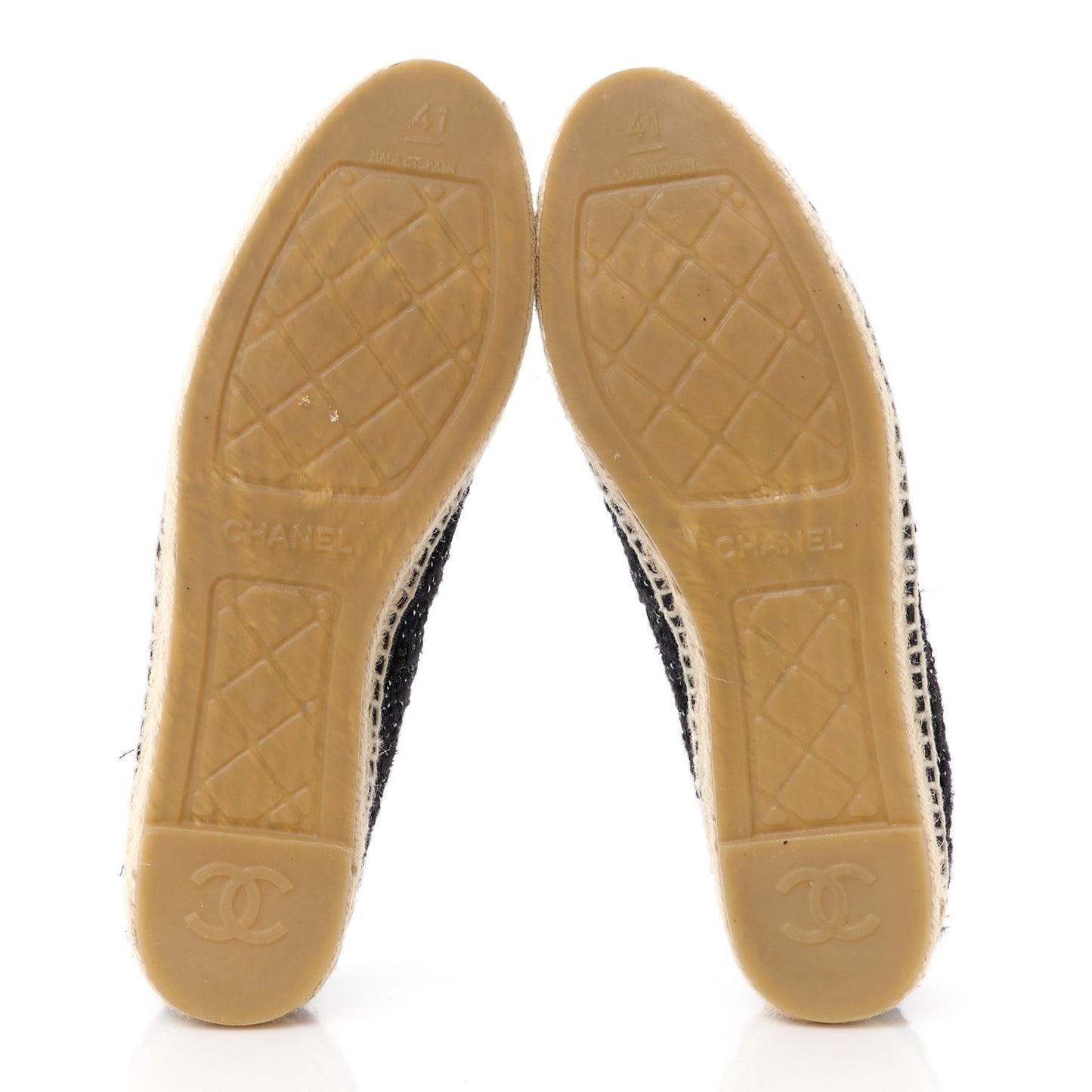 Metallic Lambskin Tweed CC Espadrilles 41 Black Silver