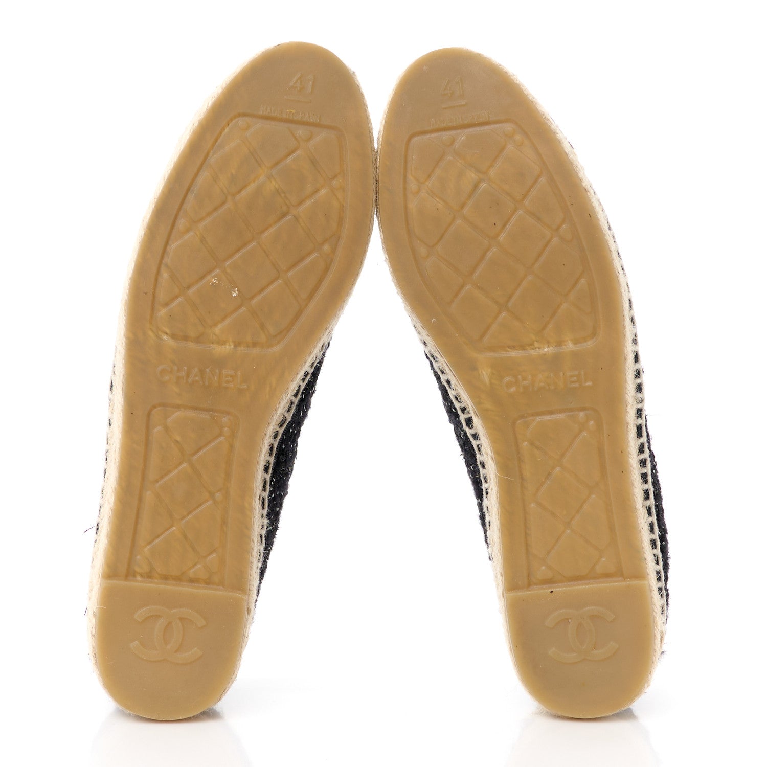 Chanel Metallic Lambskin Tweed CC Espadrilles 41 Black Silver 5 of 13