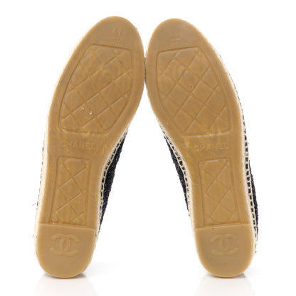 Chanel Metallic Lambskin Tweed CC Espadrilles 41 Black Silver 5 of 13